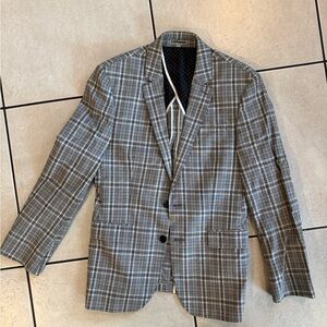 Express Men's Black and White Checkered Blazer